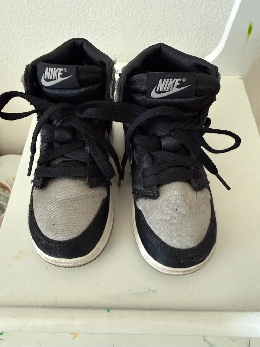 Nike Kids High-Top Sneakers in Black and Silver Metallic